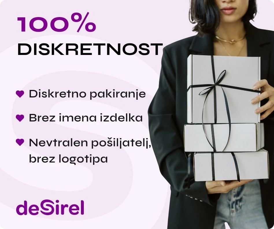 Naročite z zaupanjem! Zagotavljamo največjo diskretnost z varno embalažo, nevtralnimi podatki pošiljatelja in vrhunskimi kurirskimi storitvami. | Desirel Sex shop Slovenija