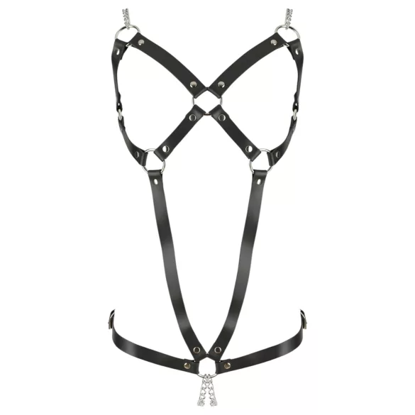 ZADO - usnjeni body s ketnami - črn - S-L