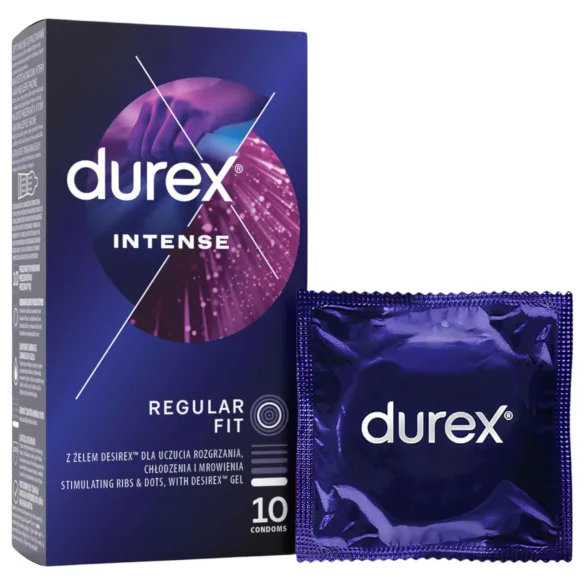 Durex Intense - kondomi z rebrasto in pikasto teksturo - 10 kos