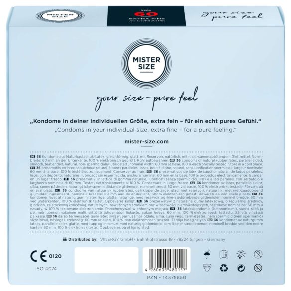 Mister Size - tanki kondomi - 60 mm - 36 kos