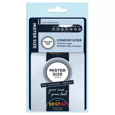   Mister Size - kondomi testni komplet s penis merilcem - 3 kosi