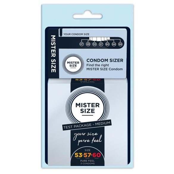 Mister Size kondom testni paket z merilcem penisa - 3 kosi