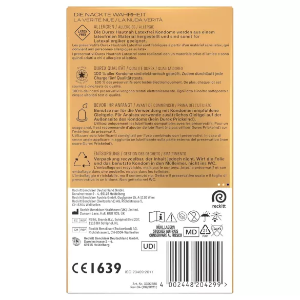 Durex Hautnah - kondomi brez lateksa - 10 kos