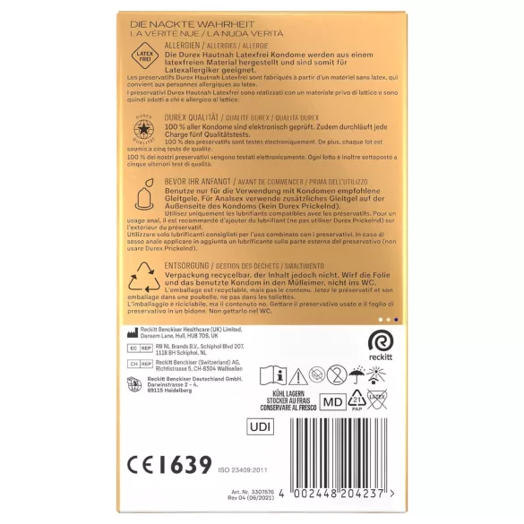 Durex Hautnah - kondomi brez lateksa - 16 kos