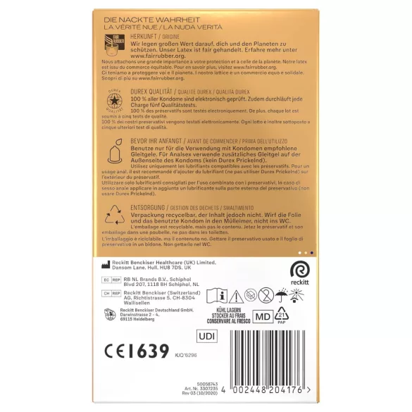 Durex Hautnah - kondomi - dodatno lubrikirani - 10 kos