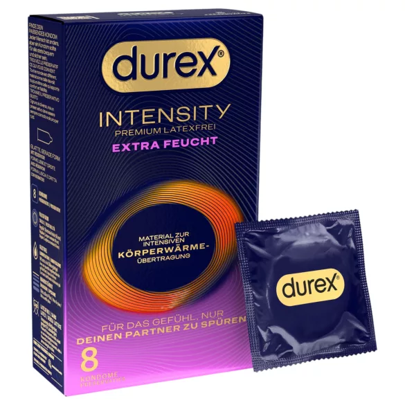 Durex Intensity - dodatno lubrikirani kondomi brez lateksa (8 kos)