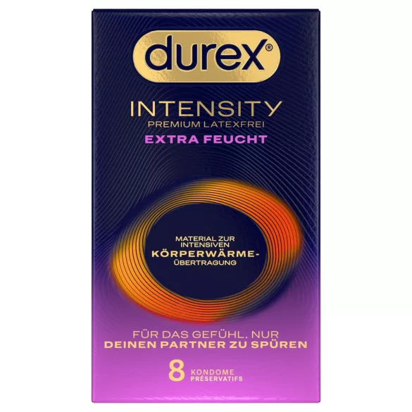 Durex Intensity - dodatno lubrikirani kondomi brez lateksa (8 kos)