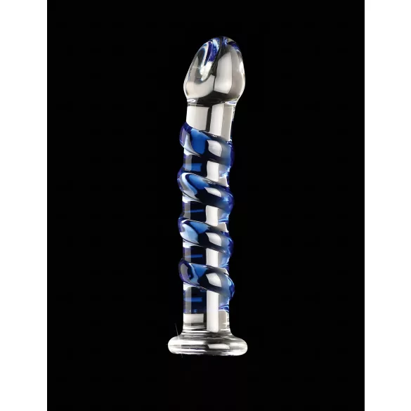 Icicles No. 5 - stekleni dildo spiralni - prozorno-modra