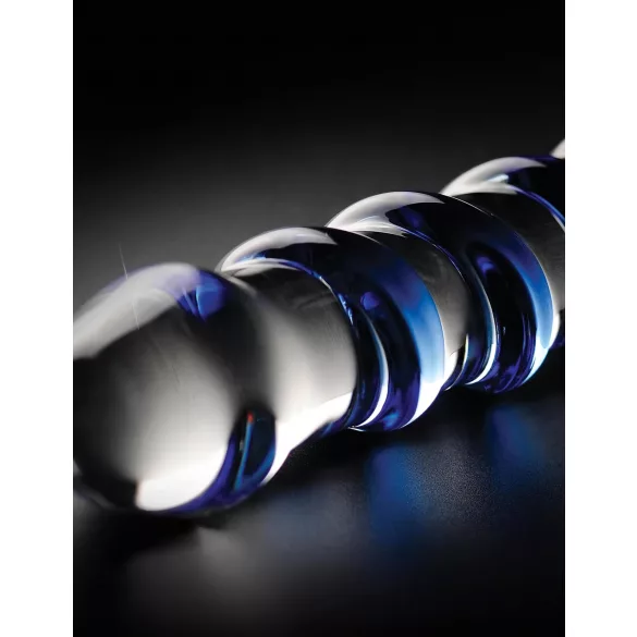 Icicles No. 5 - stekleni dildo spiralni - prozorno-modra