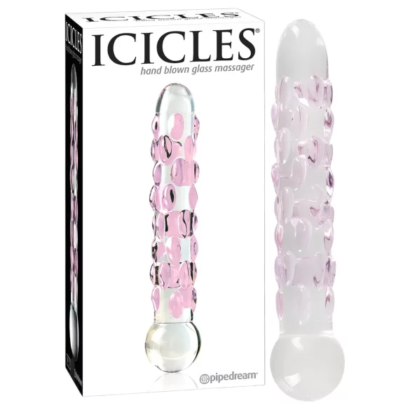 Icicles No. 7 - stekleni dildo z izboklinami