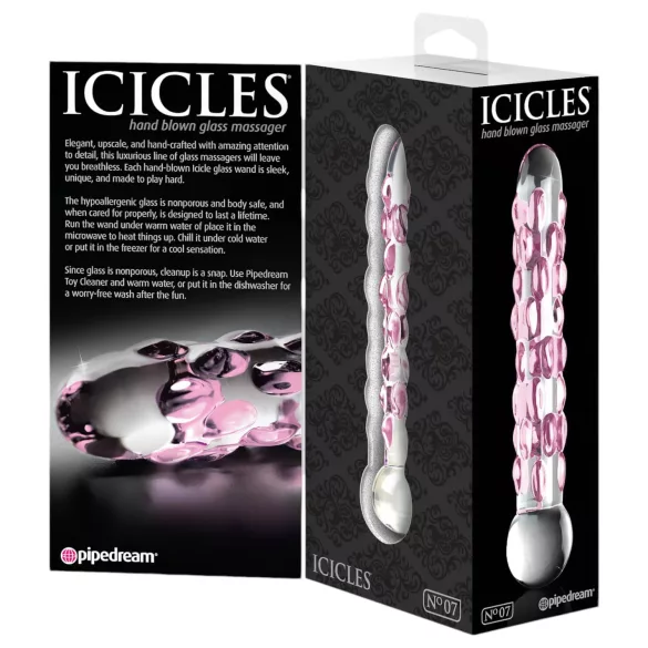 Icicles No. 7 - stekleni dildo z izboklinami