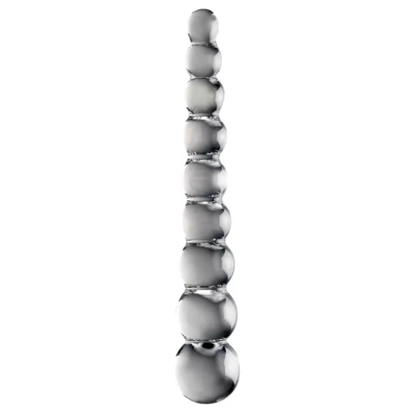 Icicles No. 2 - stekleni dildo z reliefnimi kroglami - prozoren
