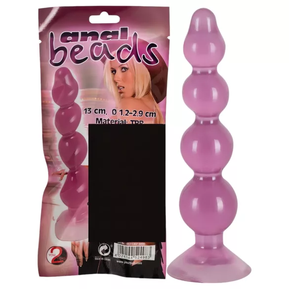 You2Toys - analne kroglice - analni čep z vakuumskim dnom vijoličen