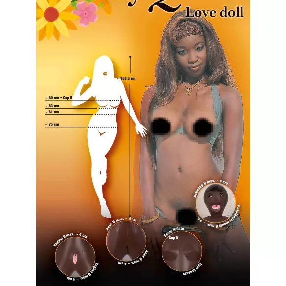 You2Toys Beauty Queen - napihljiva gumijasta lutka (črna)