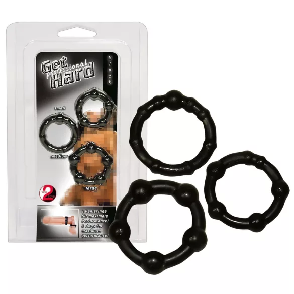 You2Toys - komplet obročkov za penis - črna - 3 kosi