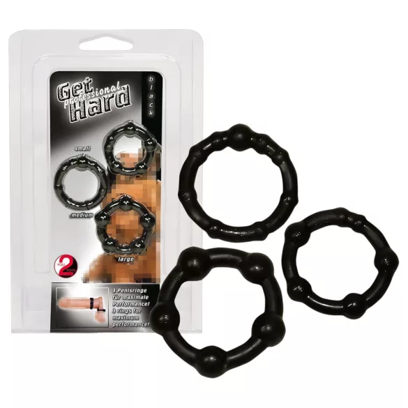 You2Toys - komplet obročkov za penis - črna - 3 kosi