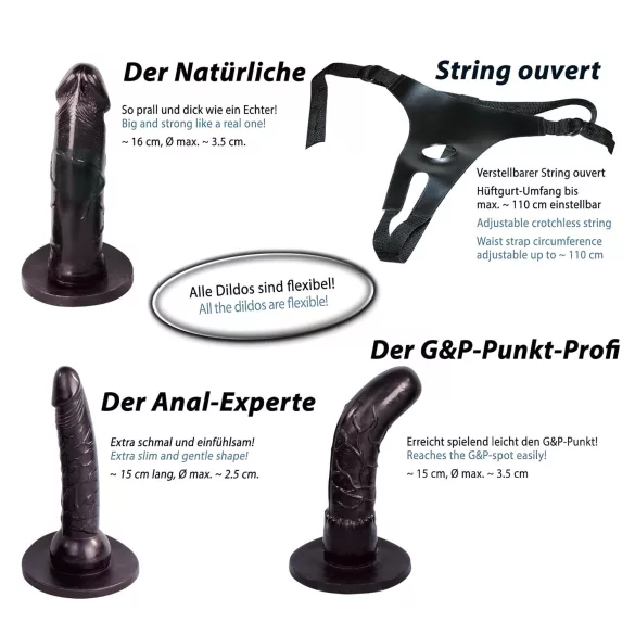 You2Toys - set za strap-on dildo - črna