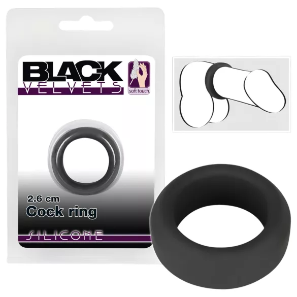 Black Velvets - penisni obroč debela stena 2,6 cm - črna