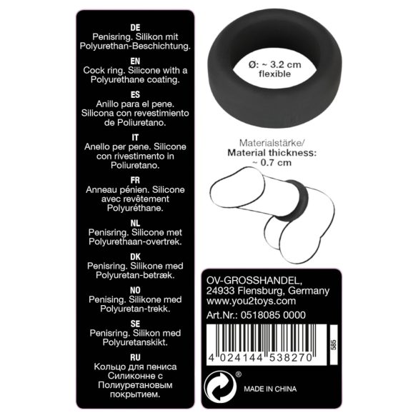 Black Velvets - penisni obroč debel zid 3,2 cm - črna