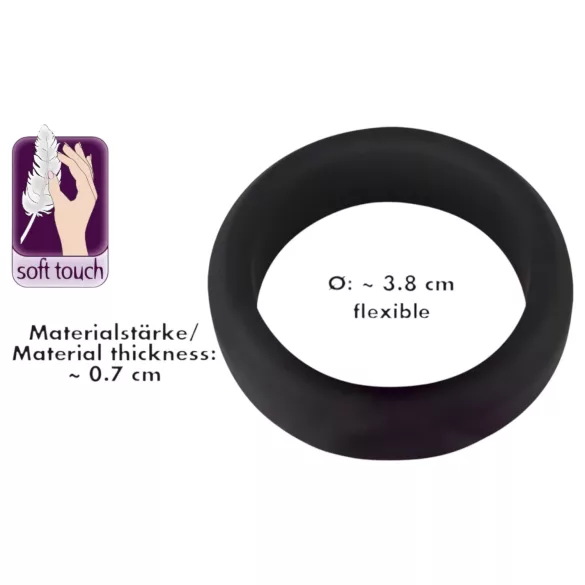 Black Velvets - penisni obroč - debel sten - 3,8 cm - črn