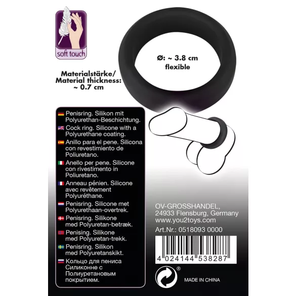 Black Velvets - penisni obroč - debel sten - 3,8 cm - črn