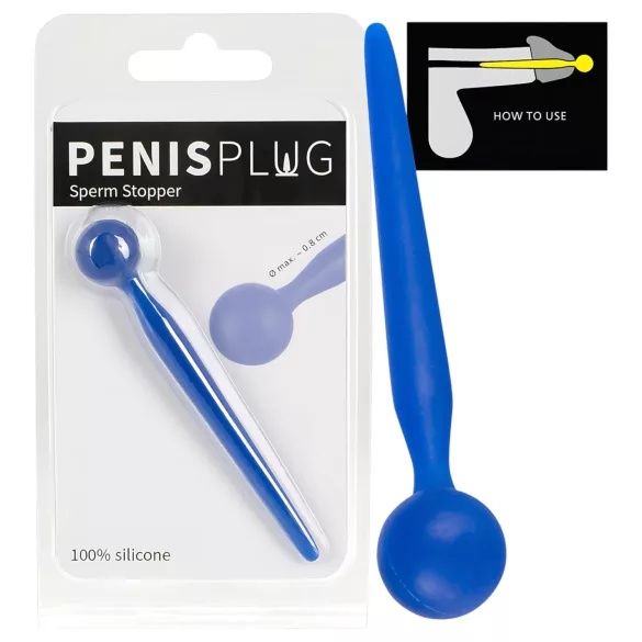 Dilator Sperm Stopper - uretralni dilator s kroglico - silikon modra
