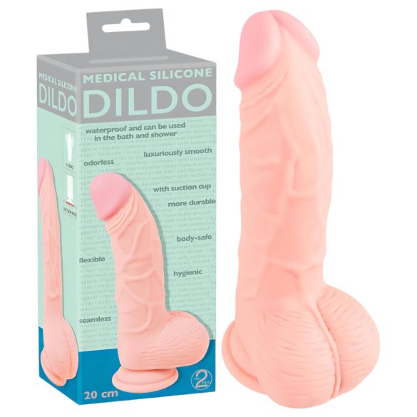 Medicinski - silikonski dildo (20cm) - naravno