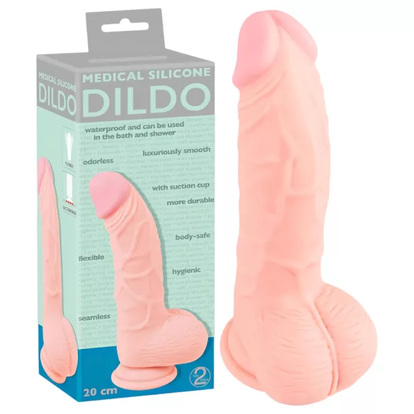 Medical - dildo iz medicinskega silikona - 20 cm - naravno