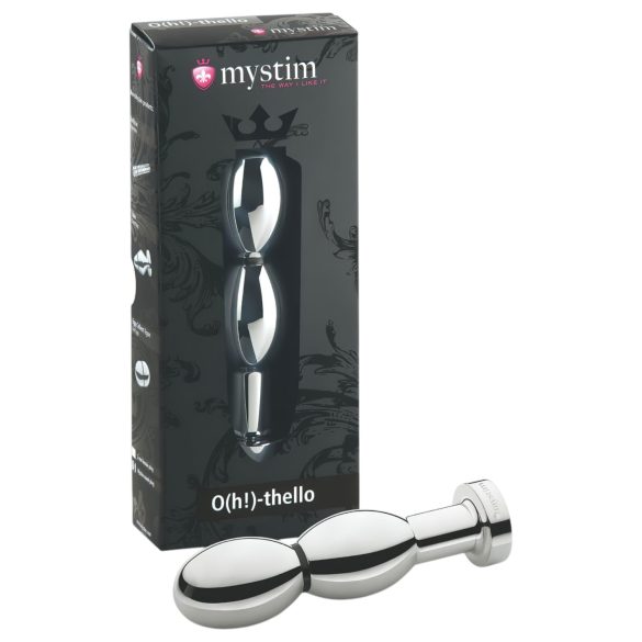 mystim O(h!)-thello - elektro, kroglični analni čep (srebrn)