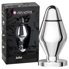 mystim Little John - elektro analni čep - velik srebrn