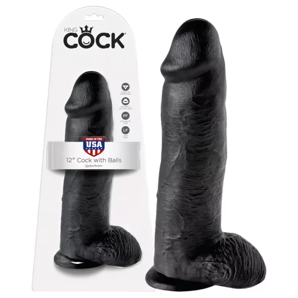 King Cock - dildo z modom - 30 cm - črna