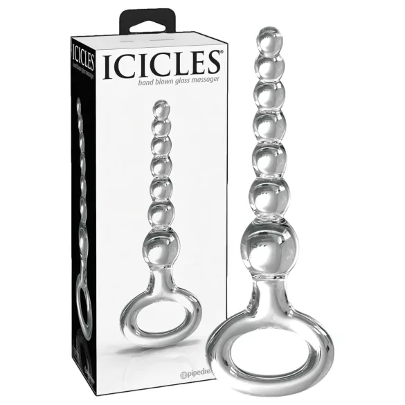 Icicles No. 67 - stekleni dildo - kroglična oblika - prozoren