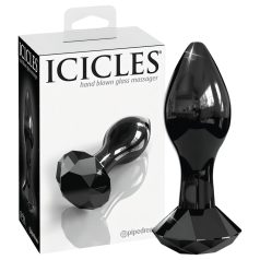Icicles No. 78 - analni čep iz stekla - črn - koničast