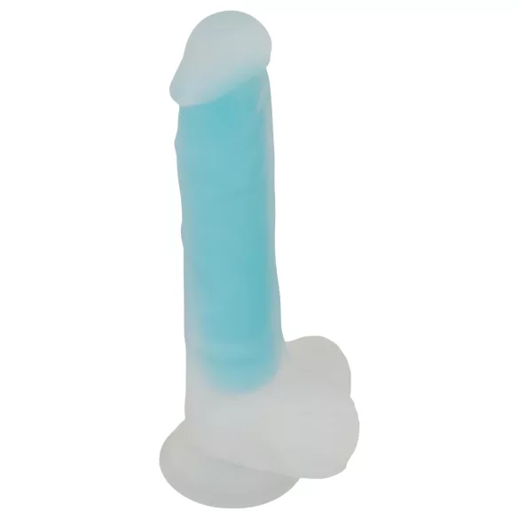 You2Toys - dildo z oprijemom - sveti v temi - modra