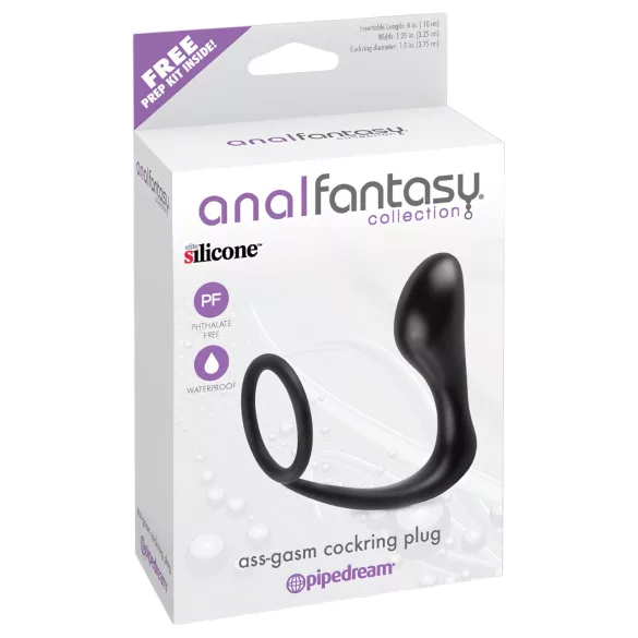 analfantasy - analni čep s penisnim obročkom - črna