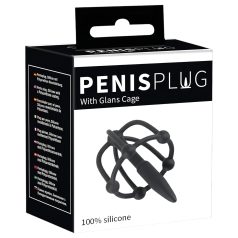 Penisplug - silikonova glavica kletka z dilatorjem (črna)