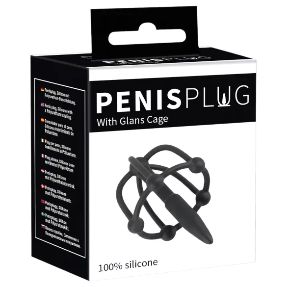 You2Toys - Penisplug - silikonska kletka za glavico s dilatatorjem (črna)