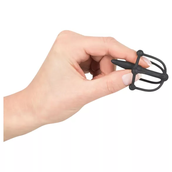 You2Toys - Penisplug - silikonska kletka za glavico s dilatatorjem (črna)