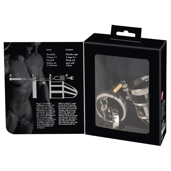 You2Toys - moška chastity kletka - kovinska z ključavnico