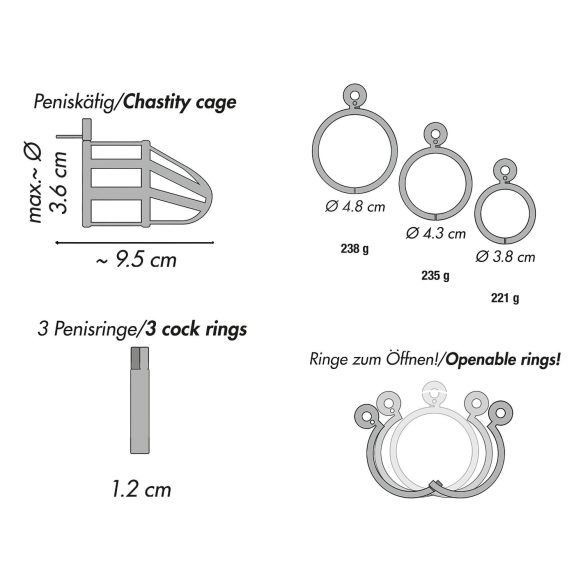 You2Toys - moška chastity kletka - kovinska z ključavnico