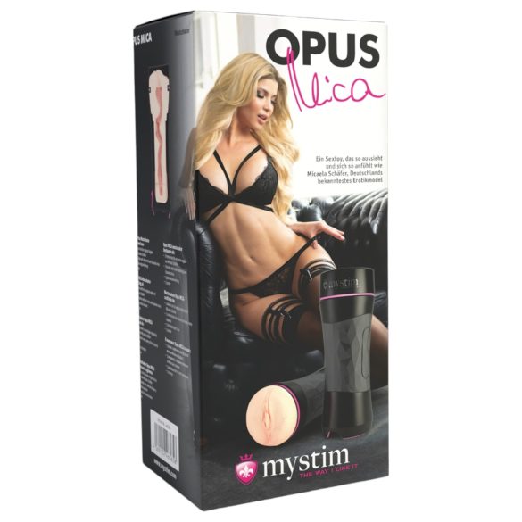 mystim OPUS Mica - realistični umetni vagina masturbator (naravna-črna)