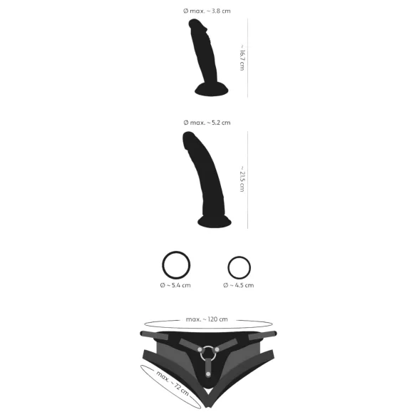 You2Toys - strap-on set - nastavek s pasom in 2 dildoma
