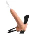 Fetish Strap-On - dildo za pripenjanje s špricanjem - naravna barva - 19 cm