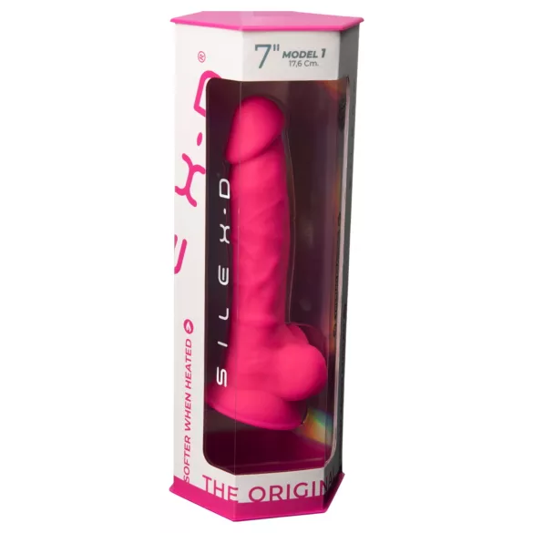 Silexd 7 - dildo z modoma s priseskom - 17,5 cm (roza)