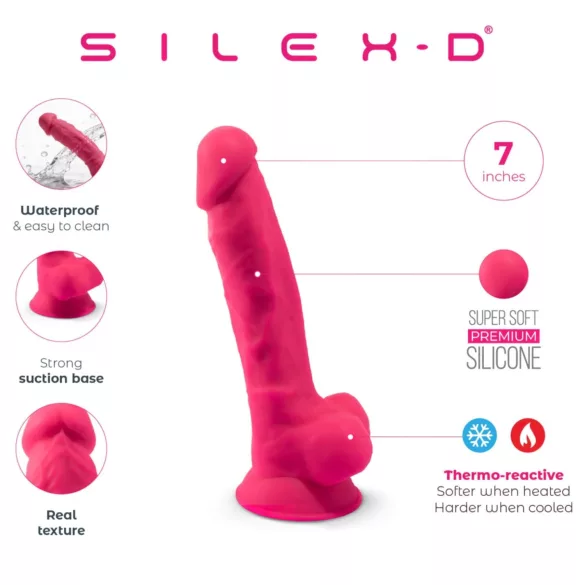 Silexd 7 - dildo z modoma s priseskom - 17,5 cm (roza)