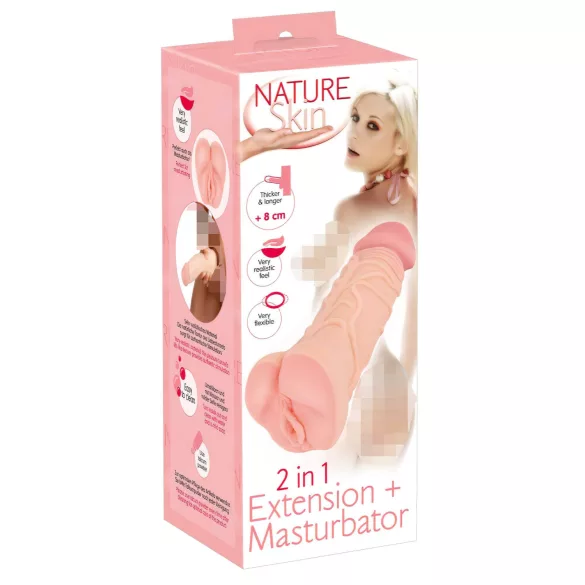 Nature Skin - masturbator in penis podaljšek - realističen - bež