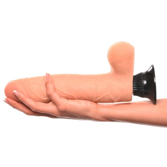 Real Feel Deluxe No.9 - realistični vibrator s testisi - kožna barva