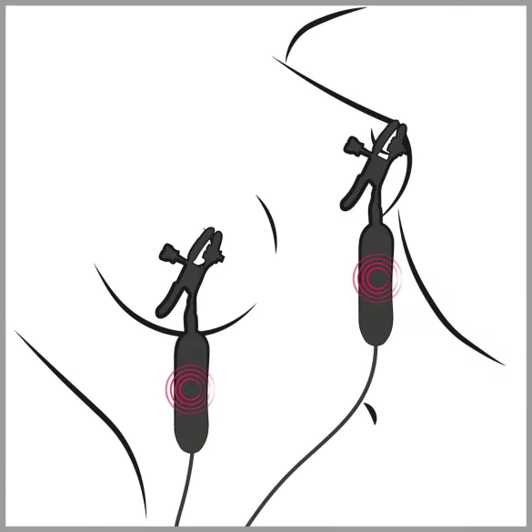 Fetish - vibratorne sponke za bradavičke - črne