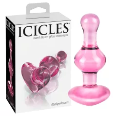 Icicles No. 75 - analni čep - steklo srček - roza