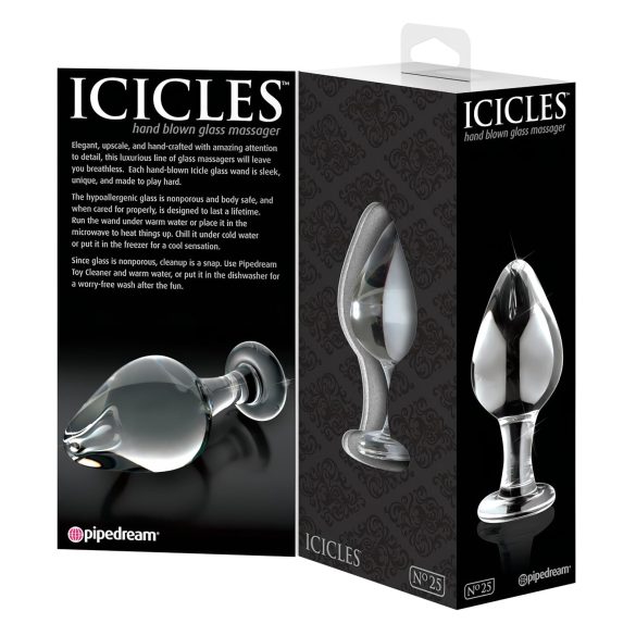 Icicles No. 25 - analni čep - koničast - steklo - prozoren